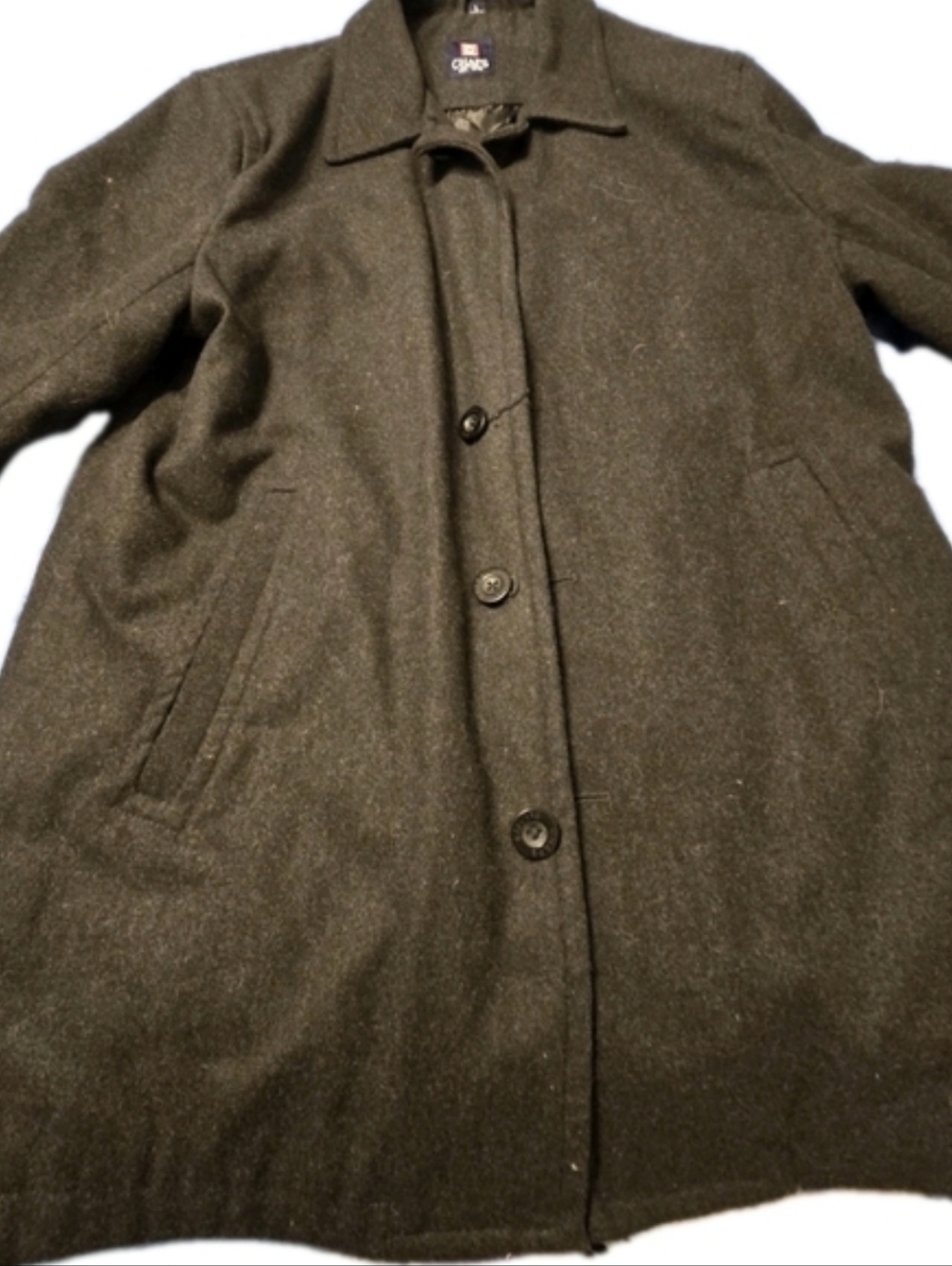 Chaps Mens Wool Blend Coat Jacket Black Button Front L Classic